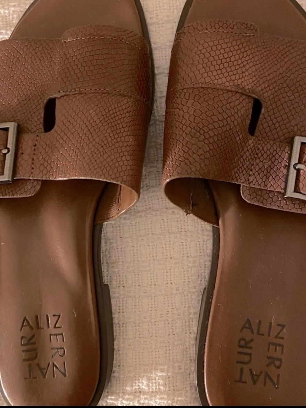 Naturalizer Brown Slide Sandals with Buckle NWOT